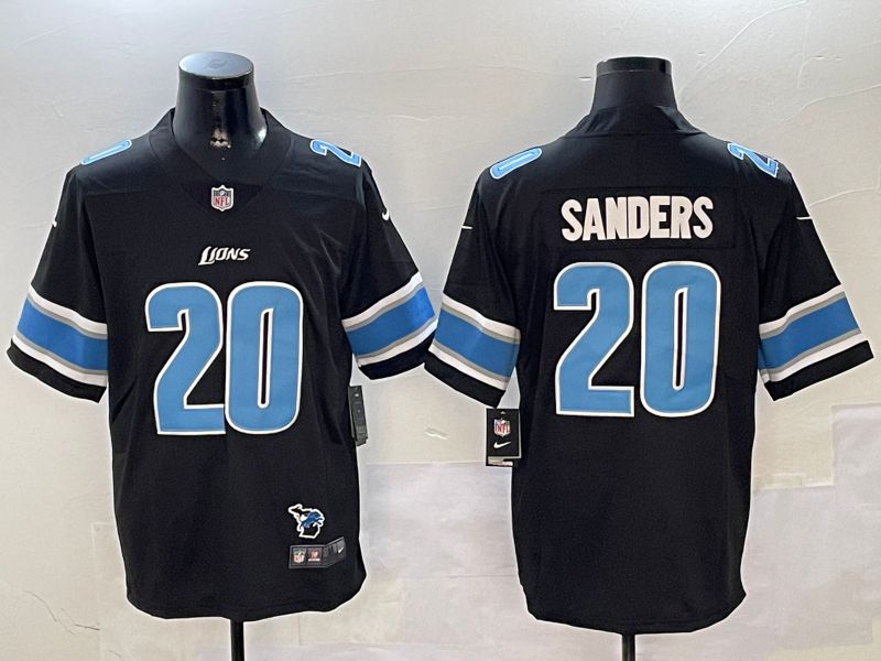 Men Detroit Lions #20 Sanders Black Second generation 2024 Nike Limited NFL Jersey style 2